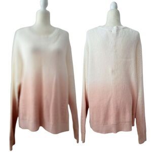 Caslon Women's Knit Long Sleeve Pullover Sweater Blush Pink Ombre sz XL